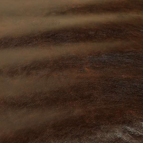 Matara Pull Up Effect Faux Leather Vinyl In Brown Colour Upholstery Fabric