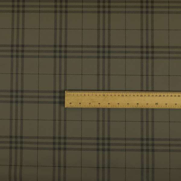Nevis Tartan Checked Pattern Faux Leather In Black Colour Upholstery Fabric
