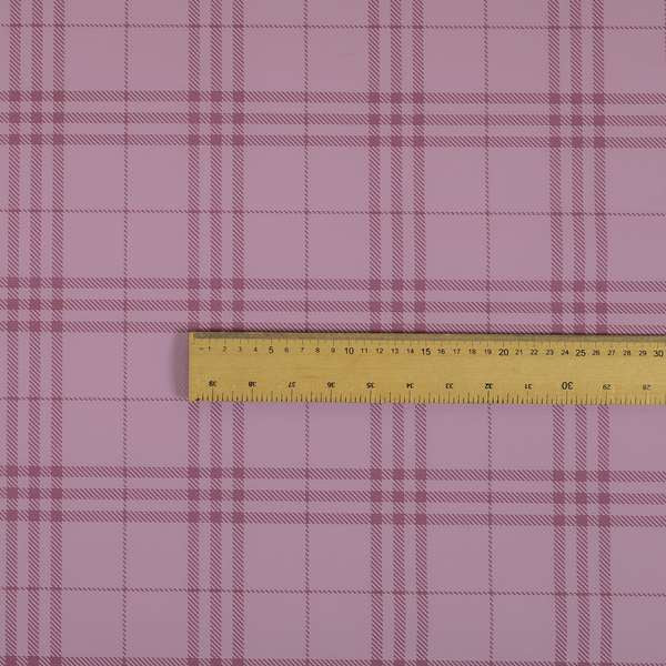 Nevis Tartan Checked Pattern Faux Leather In Purple Colour Upholstery Fabric