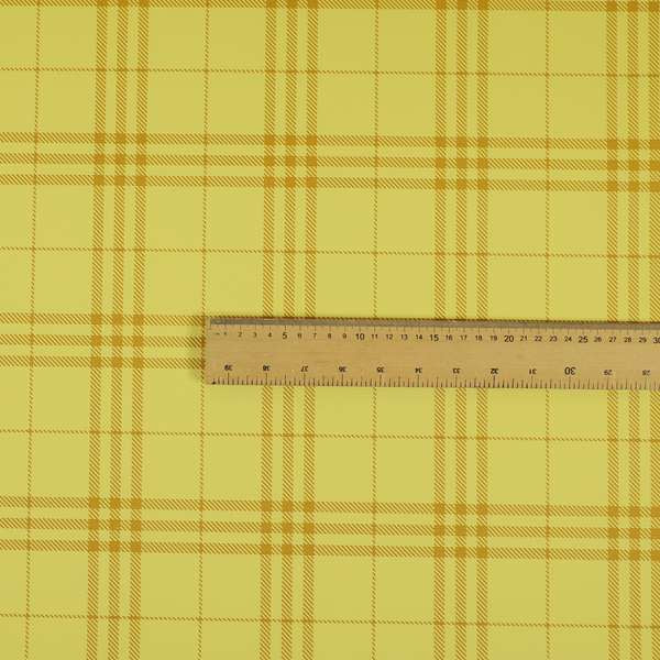 Nevis Tartan Checked Pattern Faux Leather In Yellow Colour Upholstery Fabric