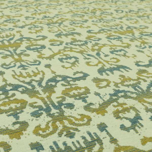 Soft Geometric Pattern White Blue Chenille Upholstery Fabrics PSS011015-60