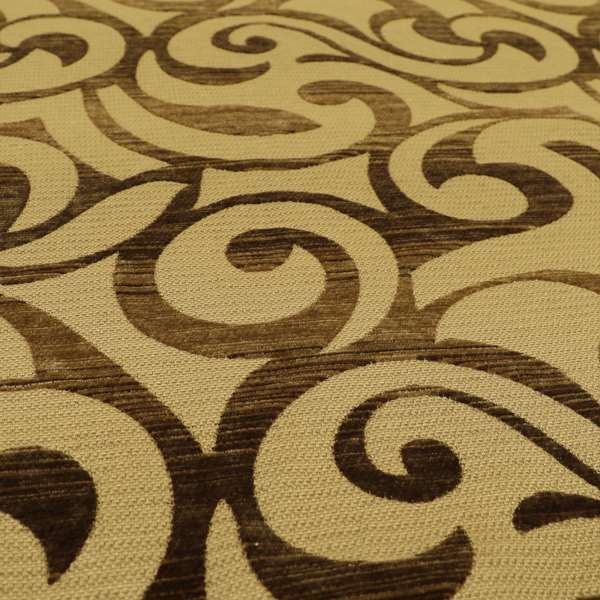 Designer Floral Swirls Brown Beige Pattern Fabrics Curtains Covers Upholstery Material PSS291215-93