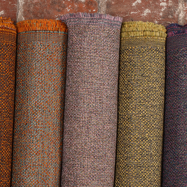 Pacific Unique Textured Basket Weave Heavyweight Upholstery Fabric In Brown With Blue Colour CTR-1250 - Made To Measure Curtains