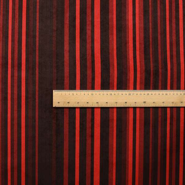 Pandora Vertical Stripes Pattern Soft Chenille Like Velvet Fabric Red Shade Colour - Roman Blinds