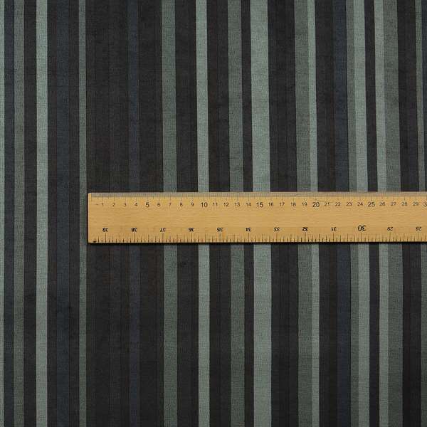 Pandora Vertical Stripes Pattern Soft Chenille Like Velvet Fabric Grey Charcoal Shade Colour - Made To Measure Curtains