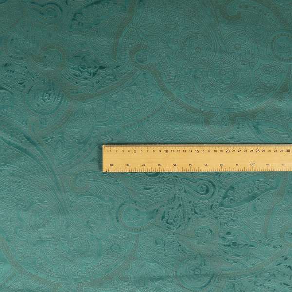 Phoenix Laser Cut Pattern Soft Velveteen Teal Velvet Material Upholstery Curtains Fabric