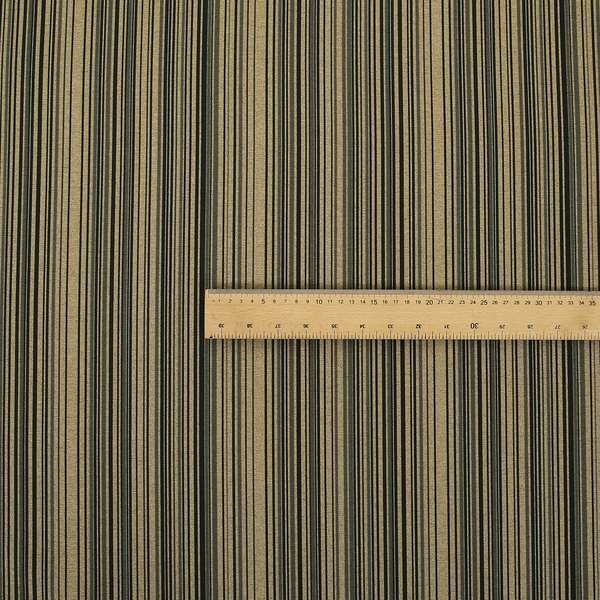 Samantha Black Striped Design Printed Soft Chenille Furnishing Fabric Brown Colour - Made To Measure Curtains
