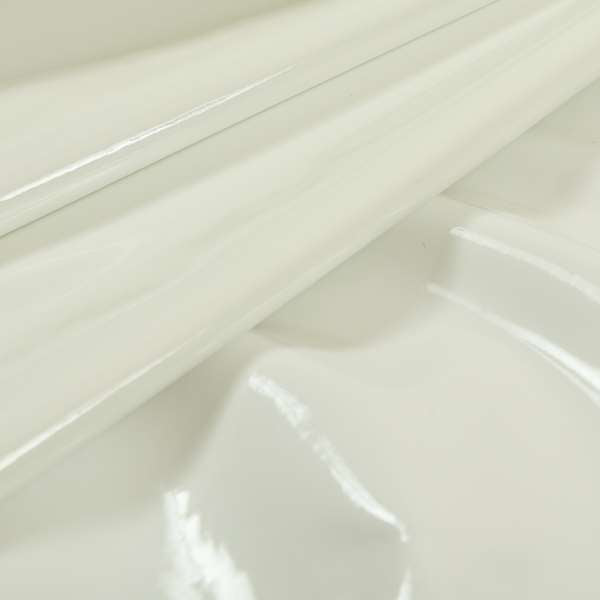 Torino Plain Smooth Gloss Finish White Vinyl Faux Leather Upholstery Fabric