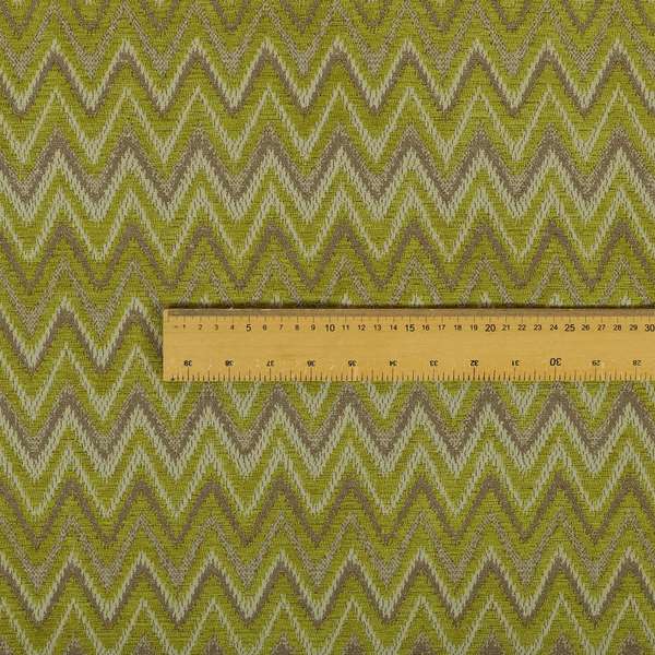 Zanzibar Chevron Pattern Soft Textured Chenille Material Green Colour Upholstery Fabrics