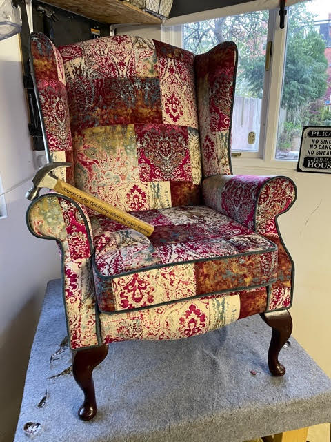 Pink Patchwork Velvet Fabric Arm Chair