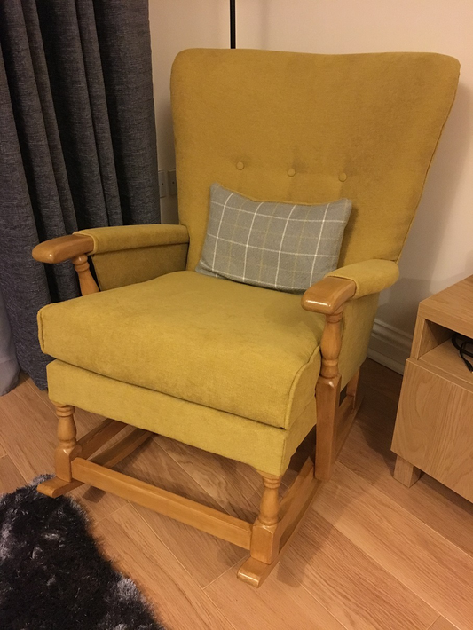 Ali Transformed Her Chair From Floral To Plain Yellow