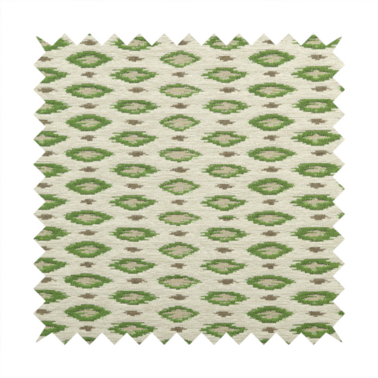 Ikat Small Motif Design Lime Green Colour Woven Jacquard Upholstery Fabrics 220323-42