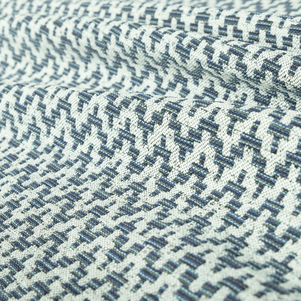 Cream Navy Blue Coloured Chevron Striped Chenille Furnishing Upholstery Fabric 220323-46