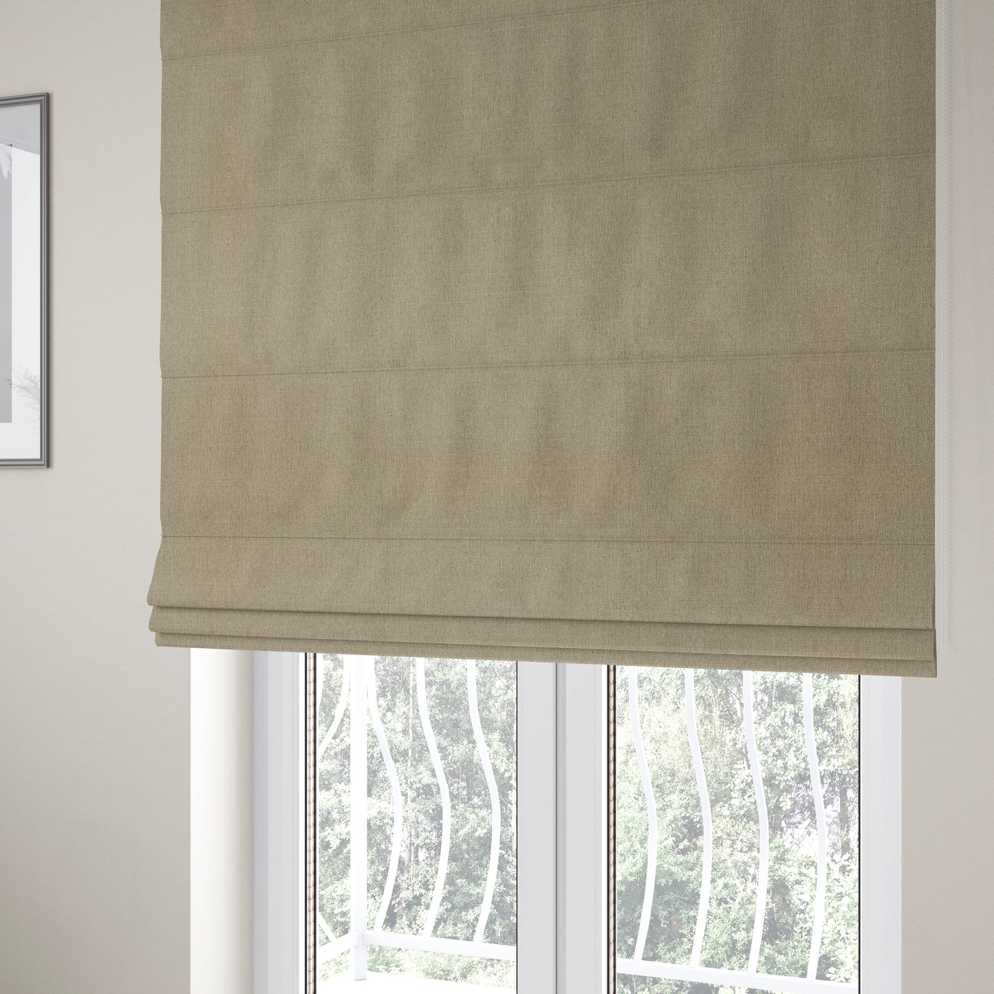 Abbotsford Super Soft Basket Weave Material Dual Purpose Upholstery Curtains Fabric In Beige - Roman Blinds