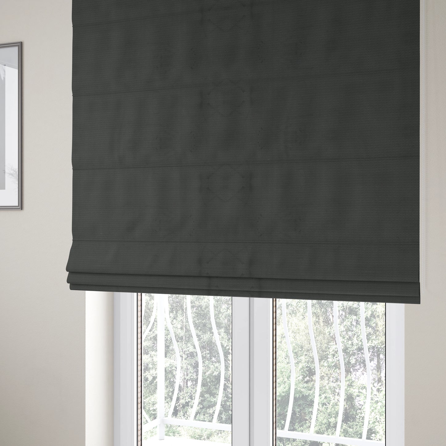 Abbotsford Super Soft Basket Weave Material Dual Purpose Upholstery Curtains Fabric In Black - Roman Blinds