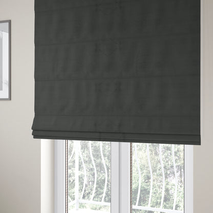 Abbotsford Super Soft Basket Weave Material Dual Purpose Upholstery Curtains Fabric In Black - Roman Blinds