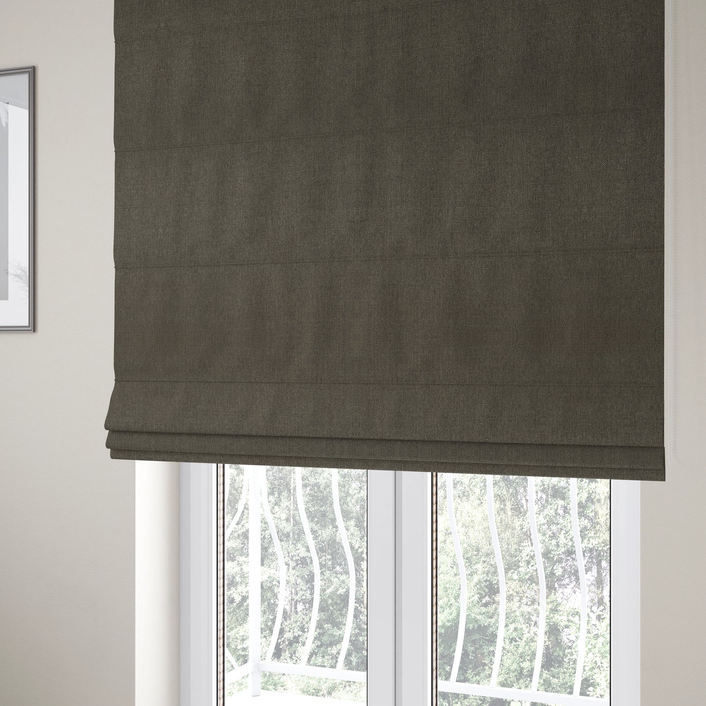 Abbotsford Super Soft Basket Weave Material Dual Purpose Upholstery Curtains Fabric In Brown - Roman Blinds