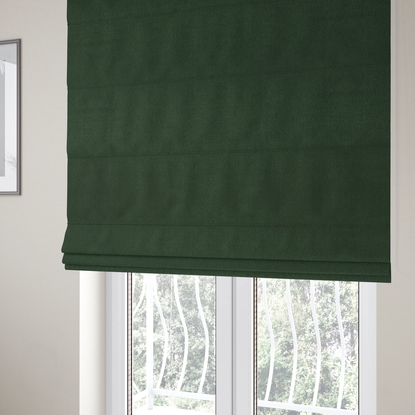 Abbotsford Super Soft Basket Weave Material Dual Purpose Upholstery Curtains Fabric In Dark Green - Roman Blinds