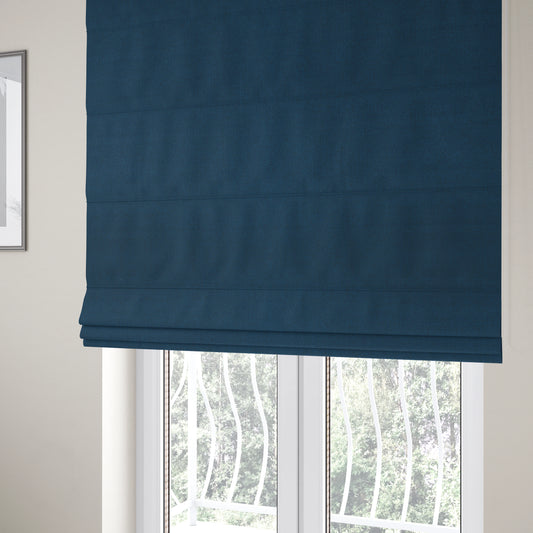 Abbotsford Super Soft Basket Weave Material Dual Purpose Upholstery Curtains Fabric In Blue - Roman Blinds