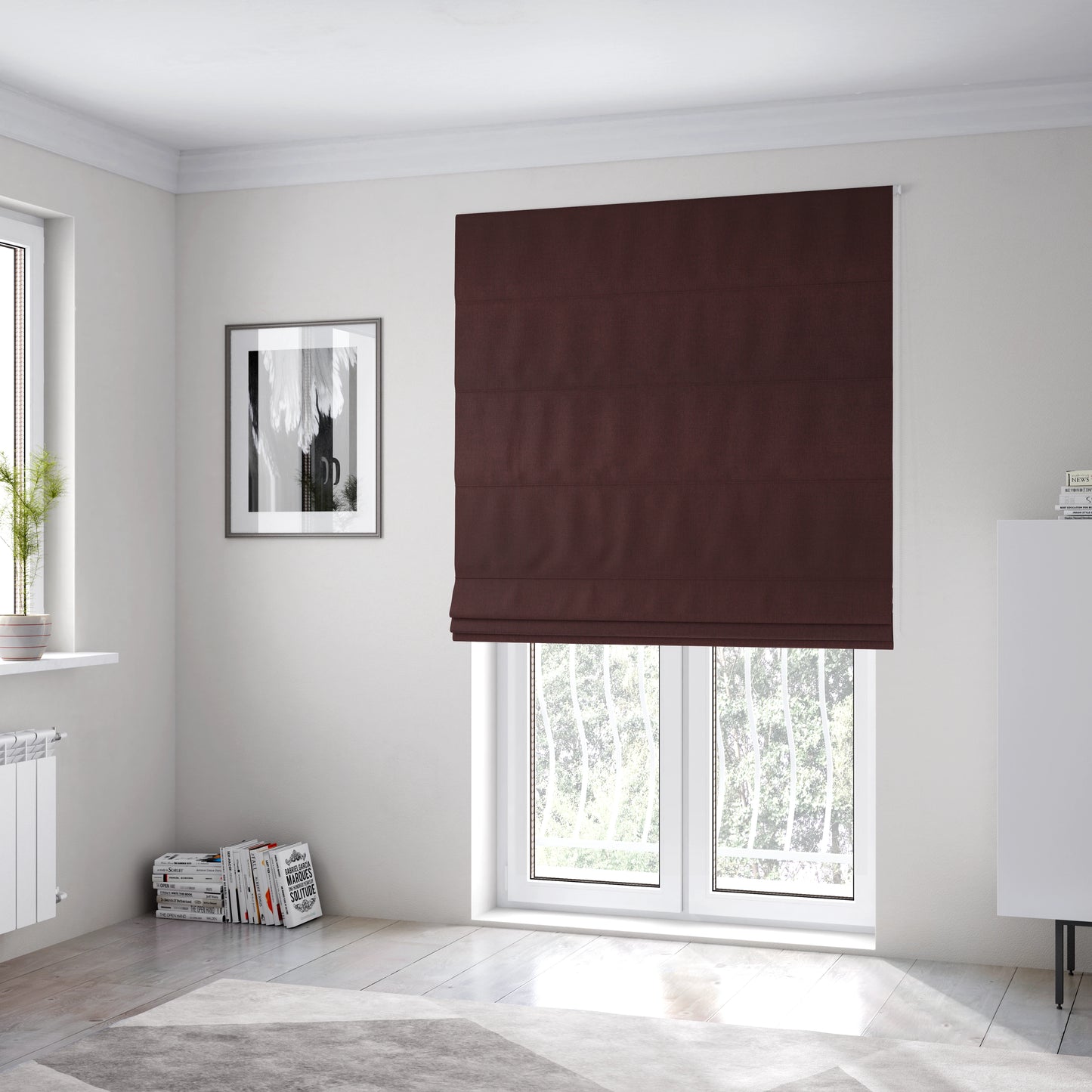 Abbotsford Super Soft Basket Weave Material Dual Purpose Upholstery Curtains Fabric In Red Burgundy - Roman Blinds