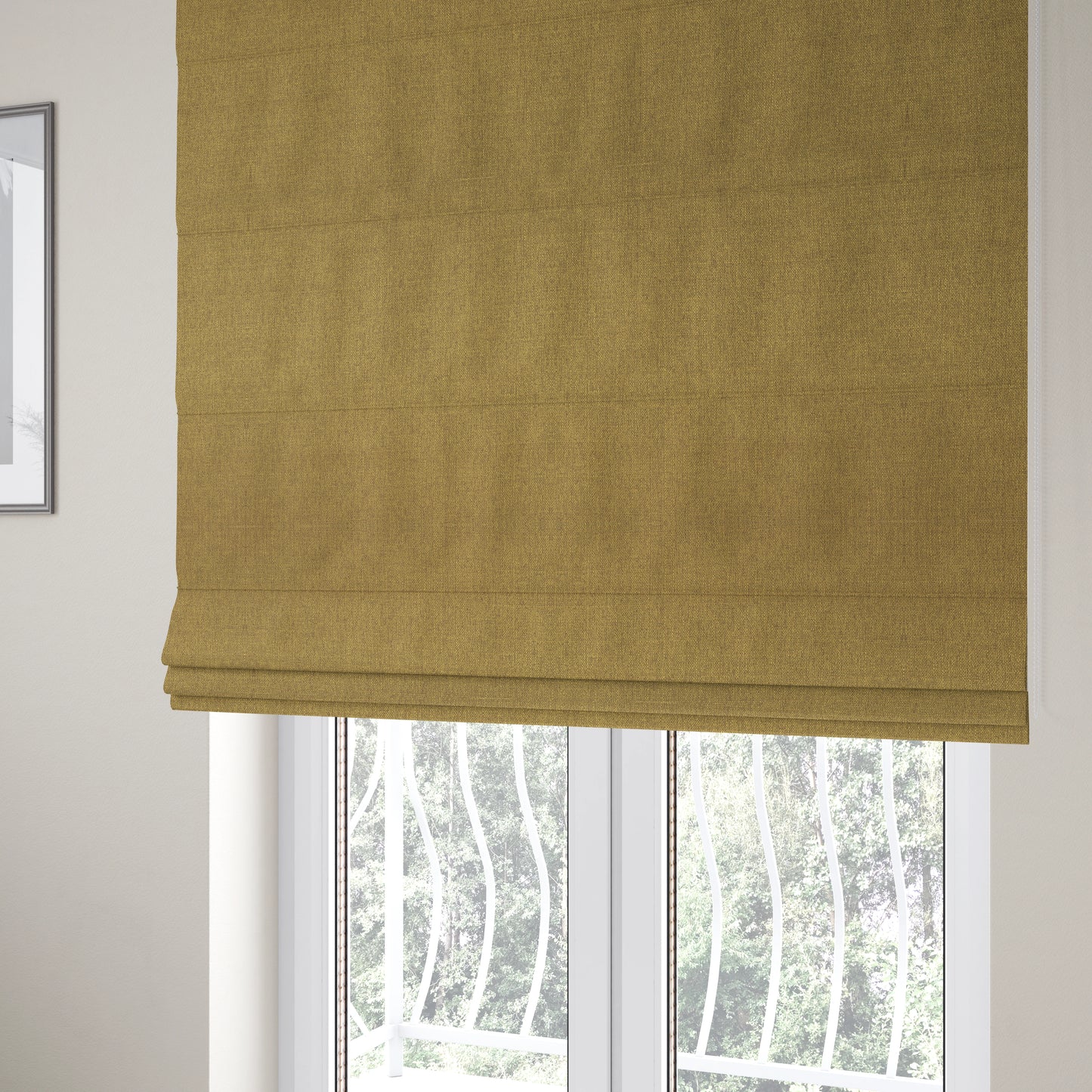 Abbotsford Super Soft Basket Weave Material Dual Purpose Upholstery Curtains Fabric In Yellow - Roman Blinds