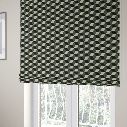 Akita Geometric 3D Pattern Velvet Fabric In Black White Colour - Roman Blinds