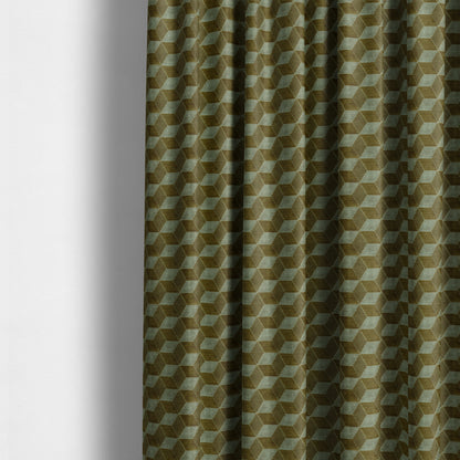 Akita Geometric 3D Pattern Velvet Fabric In Green Silver Grey Colour - Made To Measure Curtains