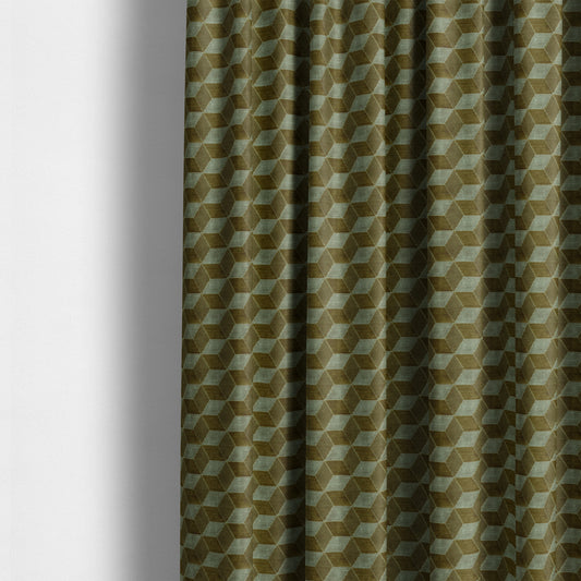 Akita Geometric 3D Pattern Velvet Fabric In Green Silver Grey Colour - Made To Measure Curtains