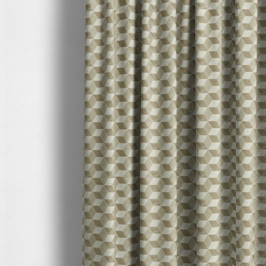 Akita Geometric 3D Pattern Velvet Fabric In White Beige Colour - Made To Measure Curtains