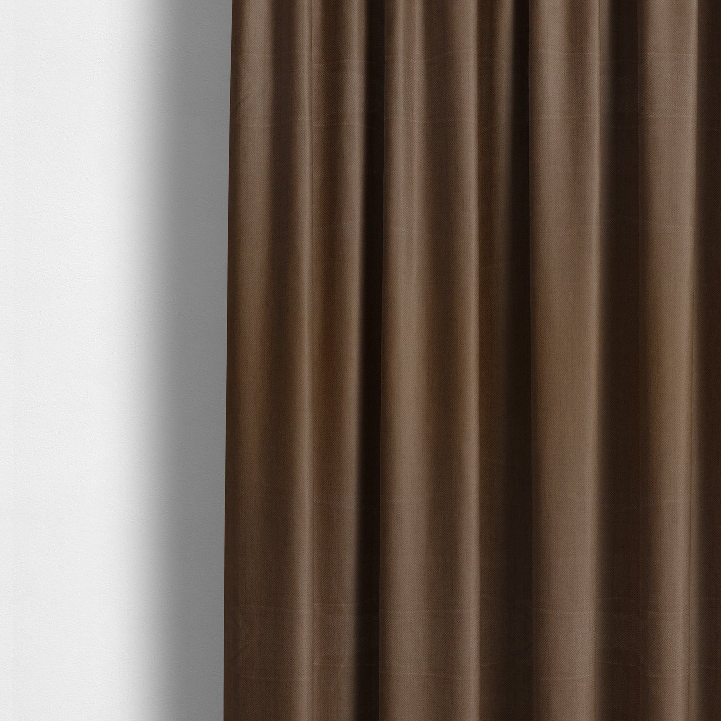 Aldwych Herringbone Soft Wool Textured Chenille Material Brown Furnishing Fabric - Made To Measure Curtains