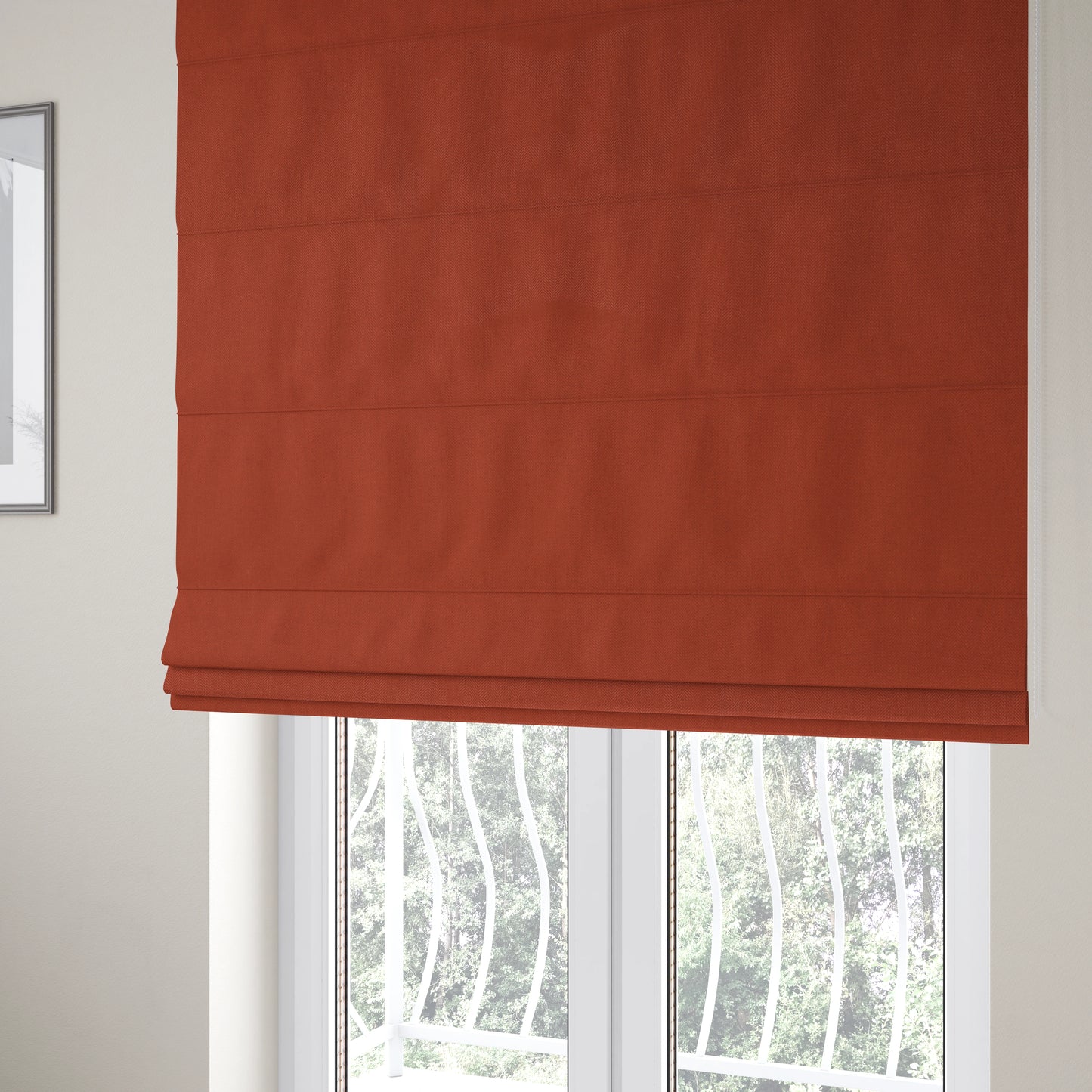 Aldwych Herringbone Soft Wool Textured Chenille Material Burnt Orange Furnishing Fabric - Roman Blinds