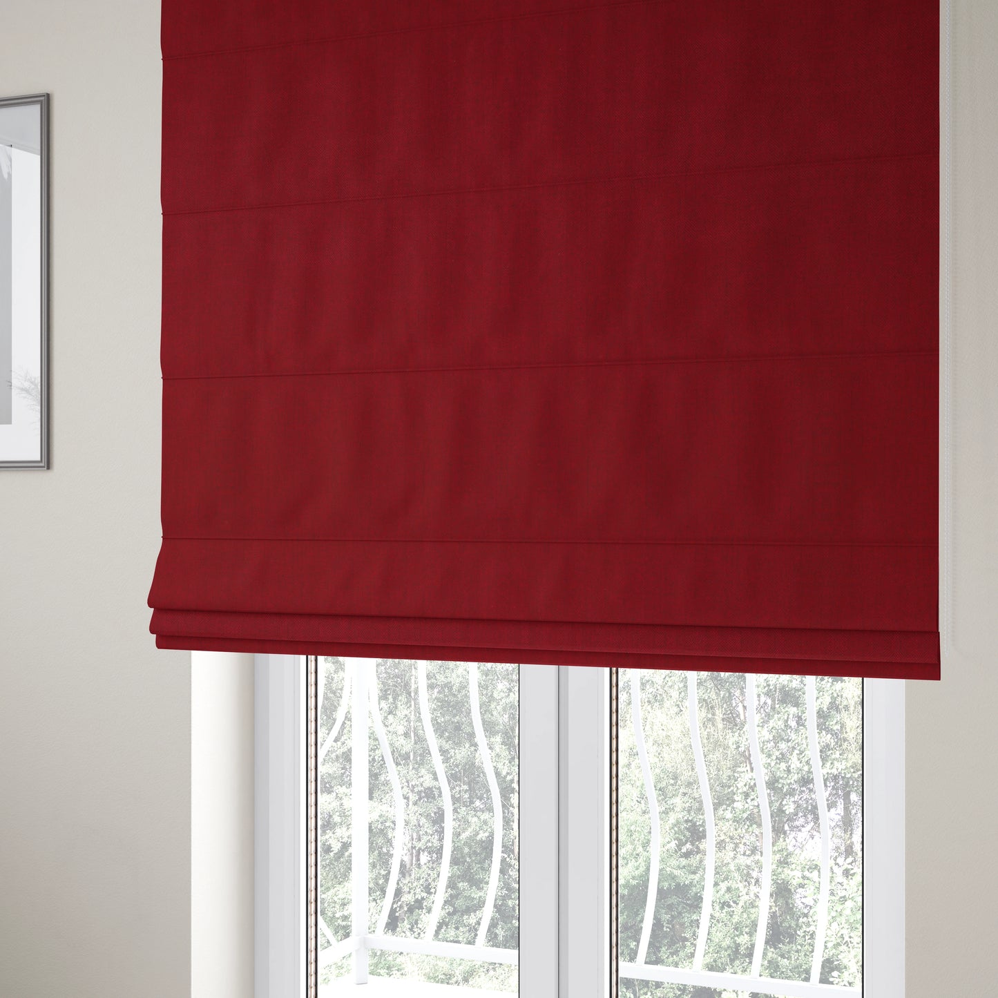 Aldwych Herringbone Soft Wool Textured Chenille Material Red Burgundy Furnishing Fabric - Roman Blinds