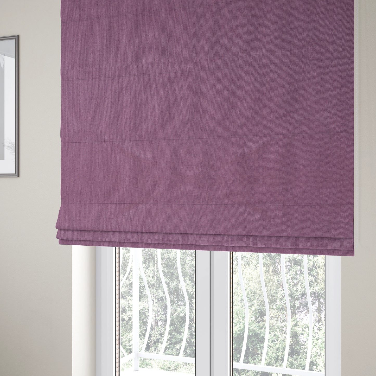 Aldwych Herringbone Soft Wool Textured Chenille Material Amethyst Purple Furnishing Fabric - Roman Blinds