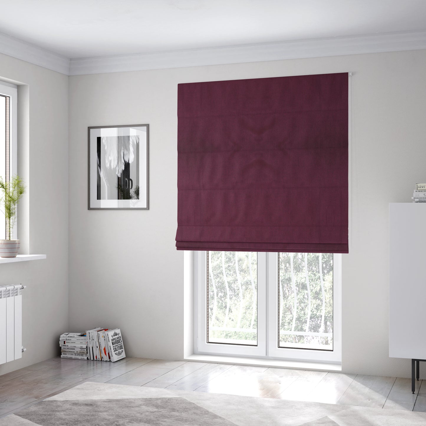 Aldwych Herringbone Soft Wool Textured Chenille Material Purple Furnishing Fabric - Roman Blinds