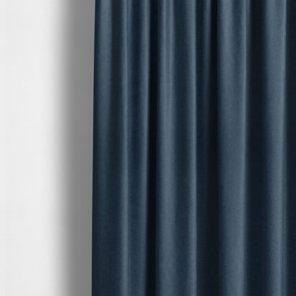 Aldwych Herringbone Soft Wool Textured Chenille Material Navy Blue Furnishing Fabric - Made To Measure Curtains