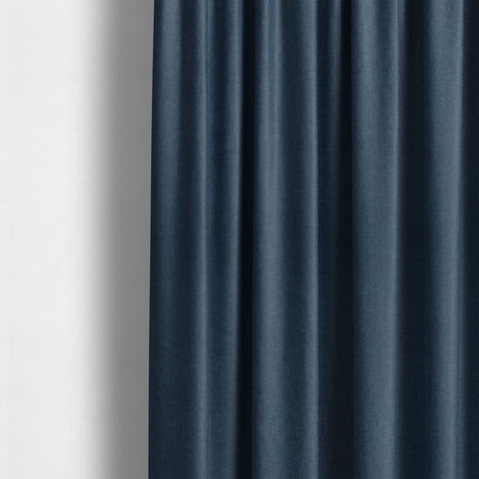 Aldwych Herringbone Soft Wool Textured Chenille Material Navy Blue Furnishing Fabric - Made To Measure Curtains