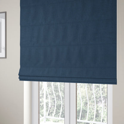 Aldwych Herringbone Soft Wool Textured Chenille Material Navy Blue Furnishing Fabric - Roman Blinds