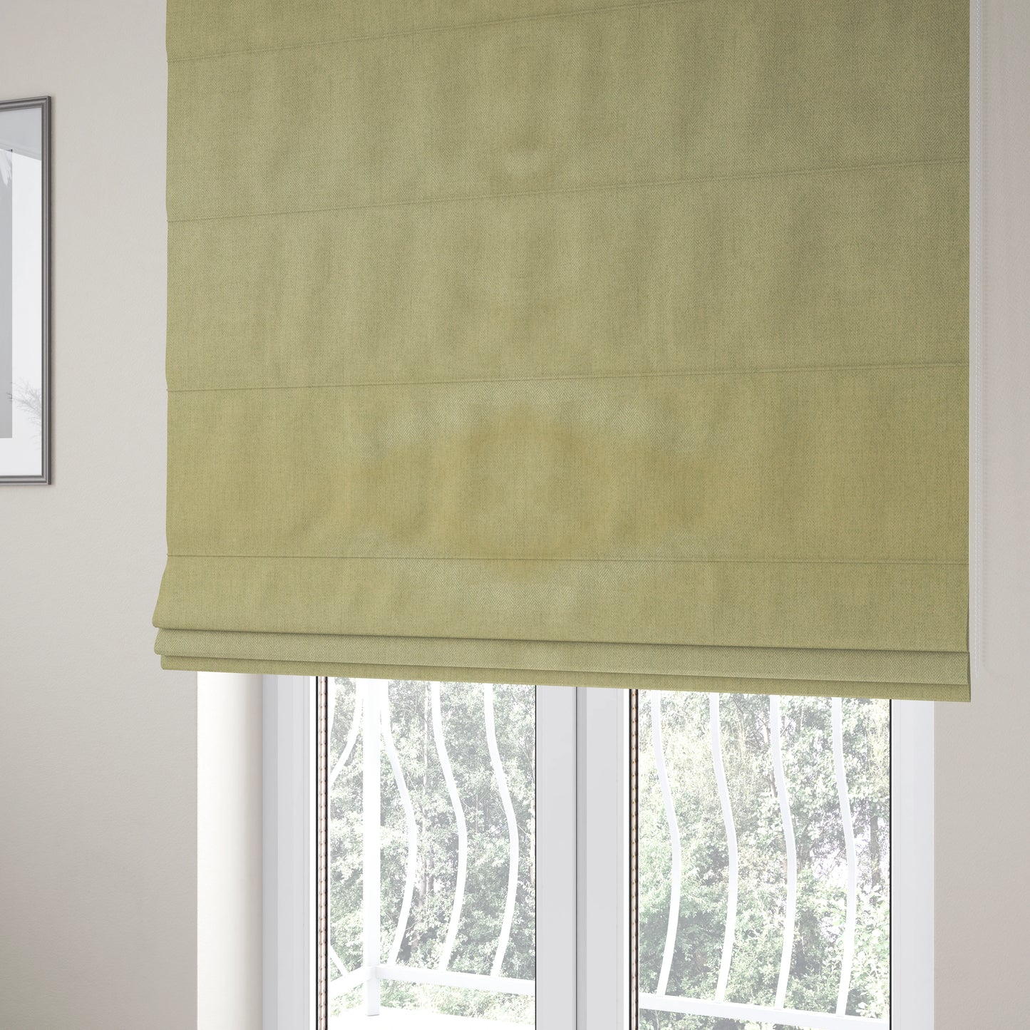 Aldwych Herringbone Soft Wool Textured Chenille Material Beige Furnishing Fabric - Roman Blinds