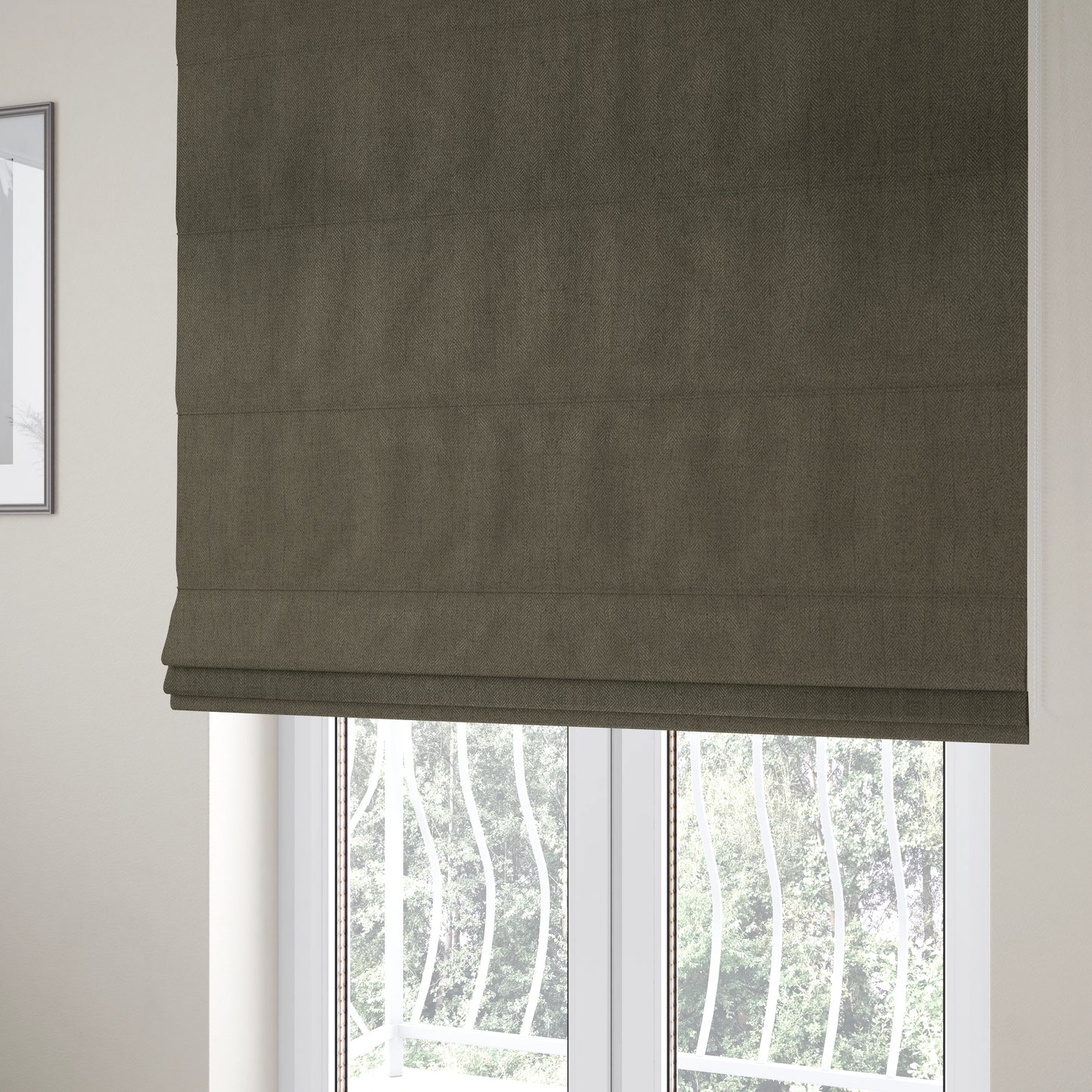 Aldwych Herringbone Soft Wool Textured Chenille Material Grey Furnishing Fabric - Roman Blinds