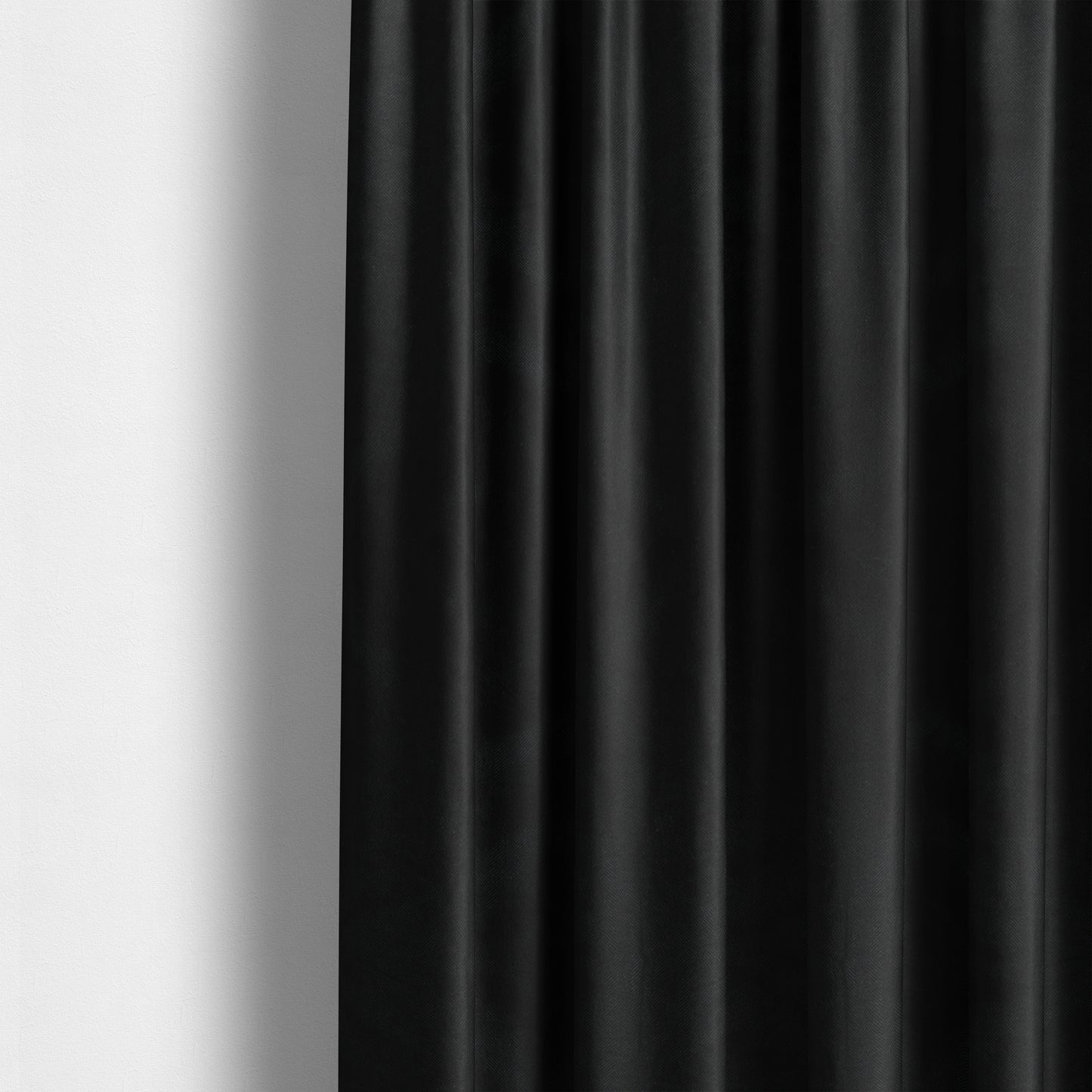 Aldwych Herringbone Soft Wool Textured Chenille Material Black Furnishing Fabric - Made To Measure Curtains