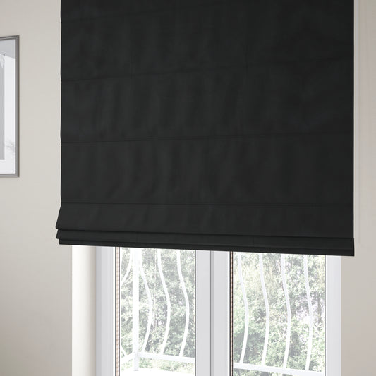 Aldwych Herringbone Soft Wool Textured Chenille Material Black Furnishing Fabric - Roman Blinds