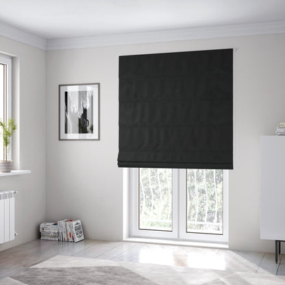 Aldwych Herringbone Soft Wool Textured Chenille Material Black Furnishing Fabric - Roman Blinds