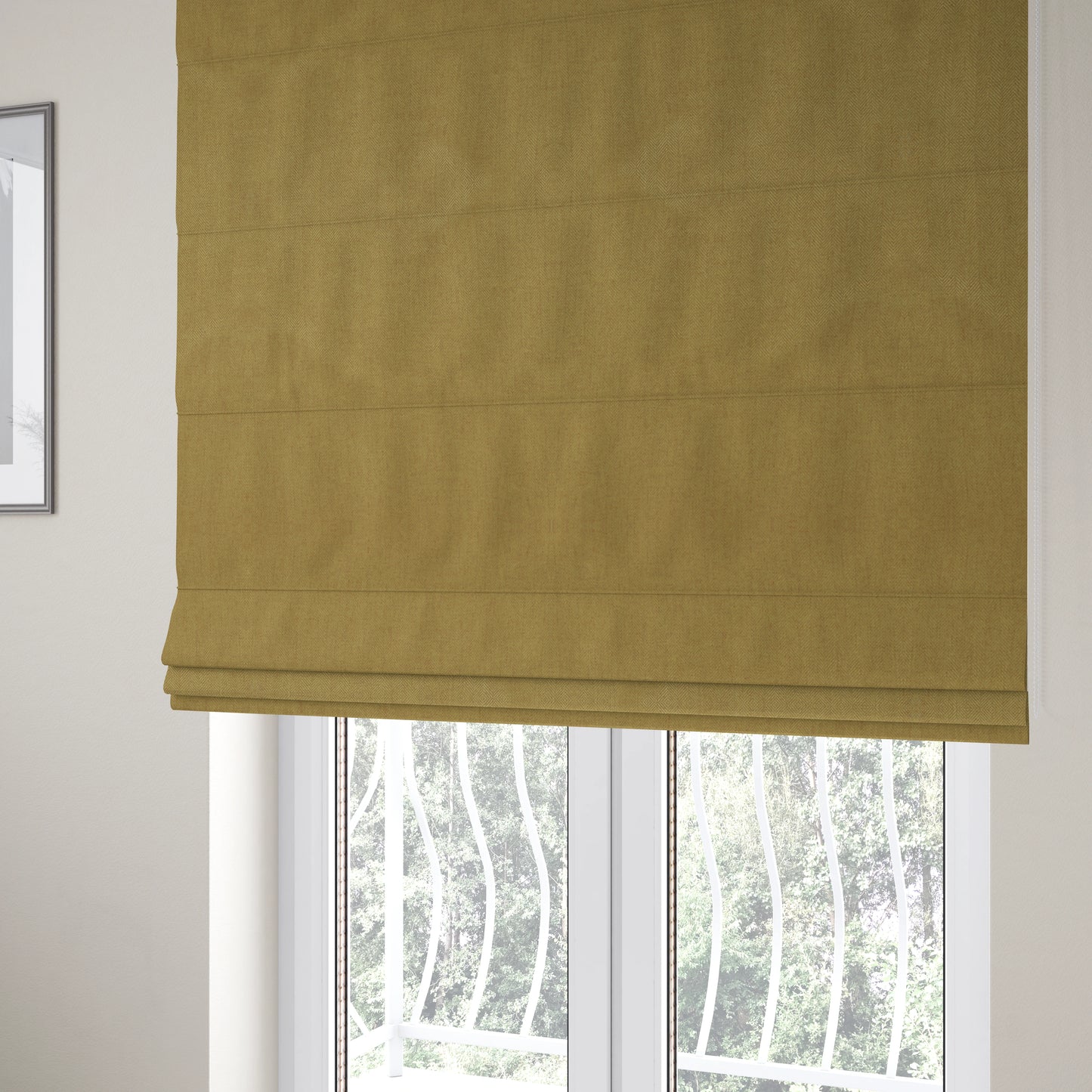 Aldwych Herringbone Soft Wool Textured Chenille Material Golden Brown Furnishing Fabric - Roman Blinds