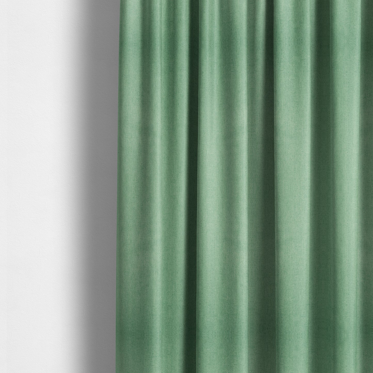 Aldwych Herringbone Soft Wool Textured Chenille Material Teal Green Grass Furnishing Fabric - Made To Measure Curtains