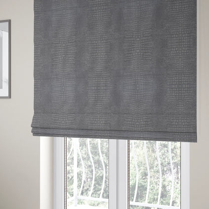 Alligator Pattern On Faux Leather In Grey Colour Upholstery Fabric - Roman Blinds