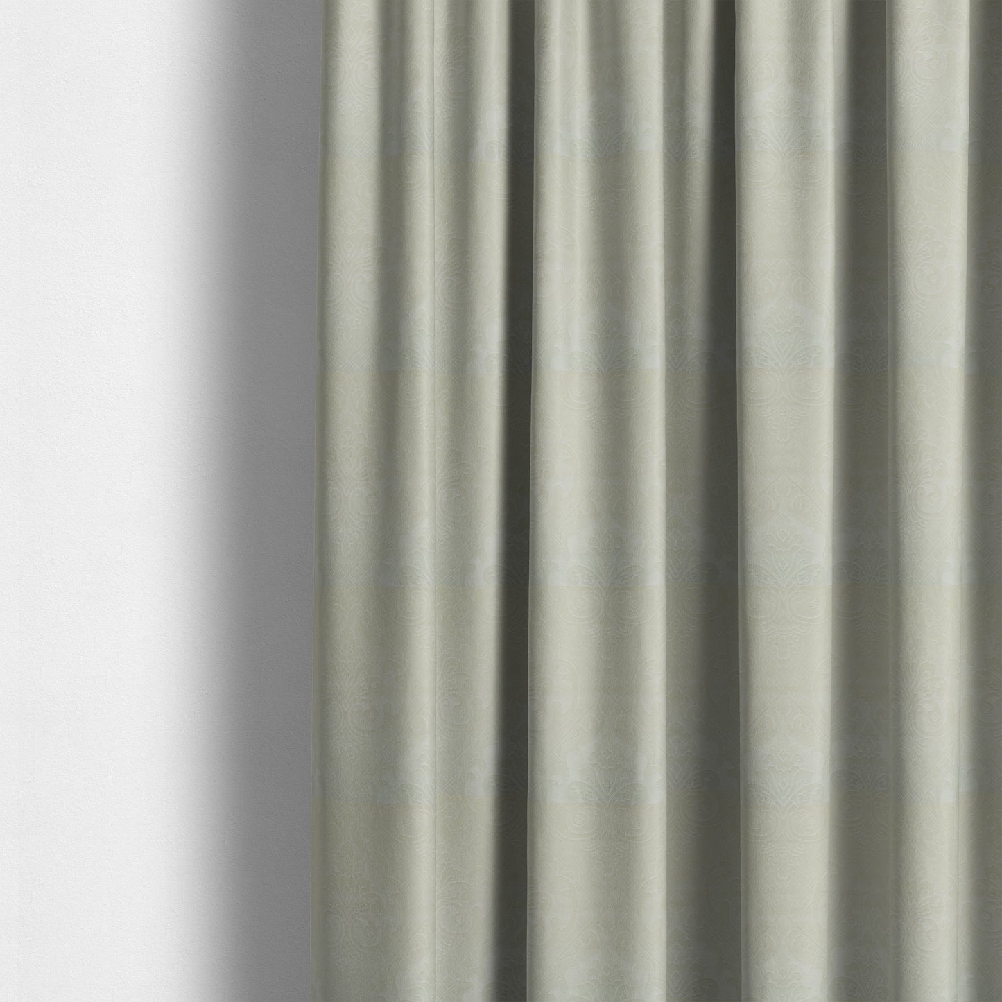 Alvaro Velveteen Embossed Damask Pattern Upholstery Curtains Fabric In Beige Velvet Colour - Made To Measure Curtains