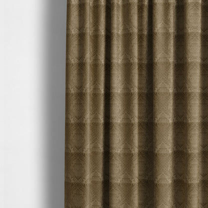 Alvaro Velveteen Embossed Damask Pattern Upholstery Curtains Fabric In Brown Velvet Colour - Made To Measure Curtains