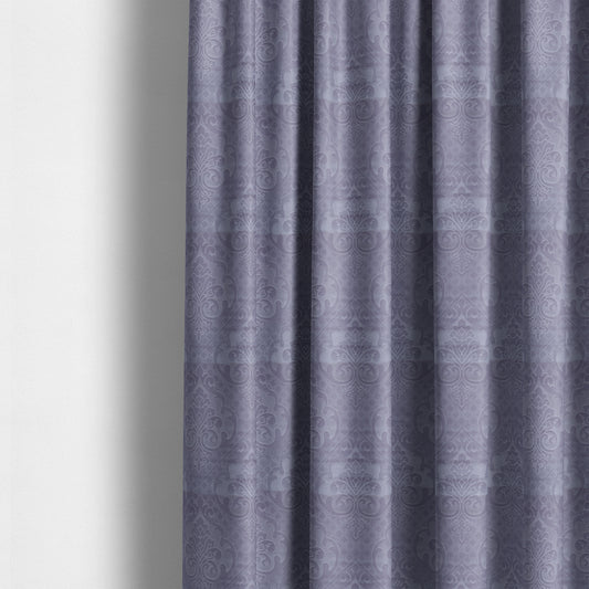 Alvaro Velveteen Embossed Damask Pattern Upholstery Curtains Fabric In Lilac Purple Velvet Colour - Made To Measure Curtains