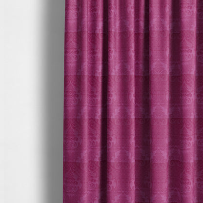 Alvaro Velveteen Embossed Damask Pattern Upholstery Curtains Fabric In Pink Velvet Colour - Made To Measure Curtains