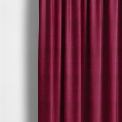 Alvaro Velveteen Embossed Damask Pattern Upholstery Curtains Fabric In Red Velvet Colour - Made To Measure Curtains